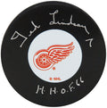 Ted Lindsay Signed Red Wings Logo Hockey Puck w/HHOF'66 - LINPUC403 - Ted Lindsay Signed Red Wings Logo Hockey Puck w/HHOF'66 product image