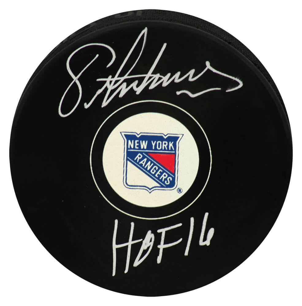 Eric Lindros Signed New York Rangers Logo Hockey Puck w/HOF'16 - LINPUC417 - Eric Lindros Signed New York Rangers Logo Hockey Puck w/HOF'16 product image
