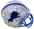 Barry Sanders, Lem Barney & Billy Sims Signed Lions T/B Riddell Mini Helmet w/ROY 89, DROY 67, 80 ROY - LIOMIN302 - Barry Sanders, Lem Barney & Billy Sims Signed Lions T/B Riddell Mini Helmet w/ROY 89, DROY 67, 80 ROY product image