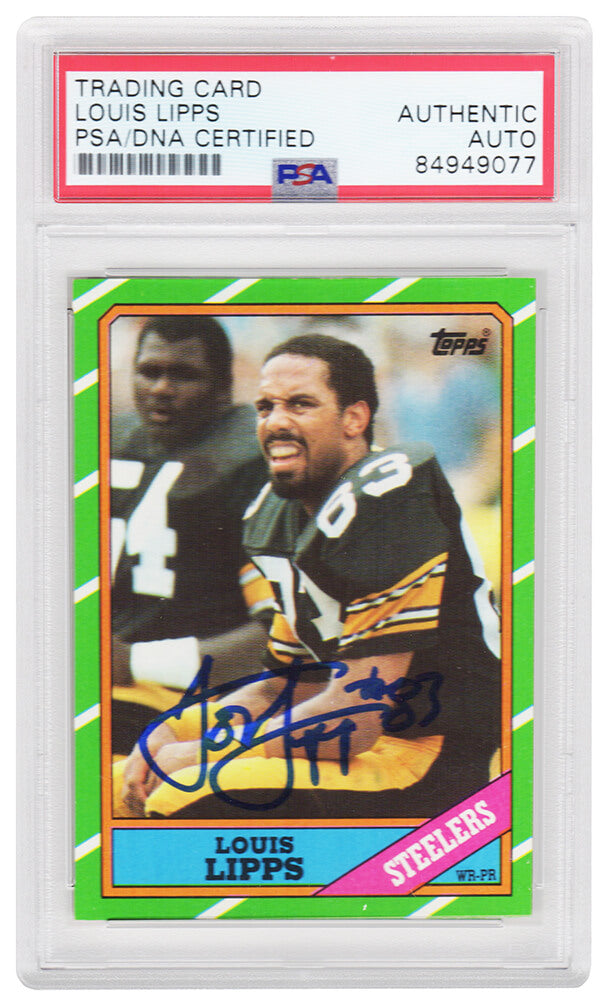 Louis Lipps Signed Pittsburgh Steelers 1986 Topps Football Card #284 - (PSA Encapsulated) - LIPCAR301 - Louis Lipps Signed Pittsburgh Steelers 1986 Topps Football Card #284 - (PSA Encapsulated) product image