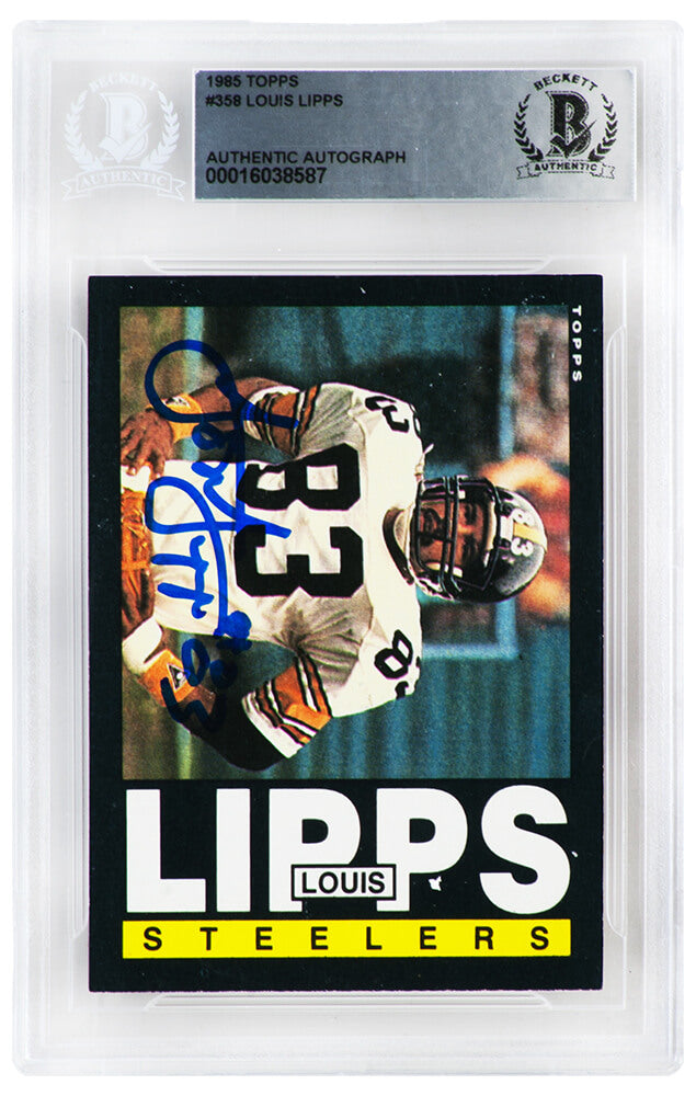 Louis Lipps Signed Pittsburgh Steelers 1985 Topps Rookie Football Card #358 - (Beckett Encapsulated) - LIPCAR302 - Louis Lipps Signed Pittsburgh Steelers 1985 Topps Rookie Football Card #358 - (Beckett Encapsulated) product image