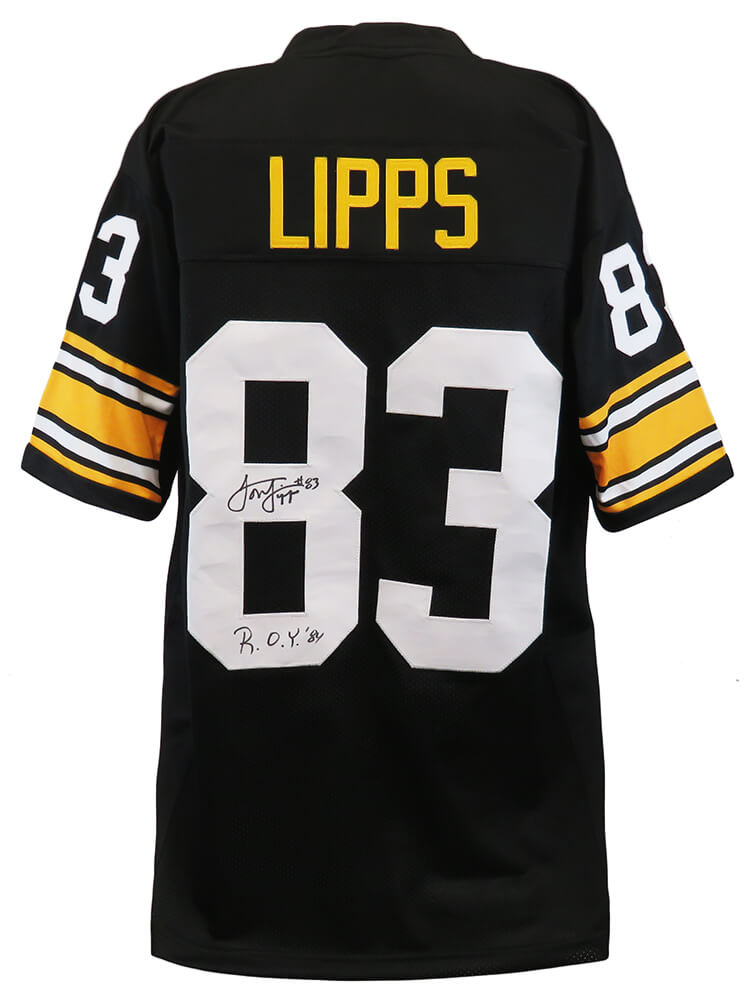 Louis Lipps Signed Black Custom Football Jersey w/ROY'84 - LIPJRY300 - Louis Lipps Signed Black Custom Football Jersey w/ROY'84 product image