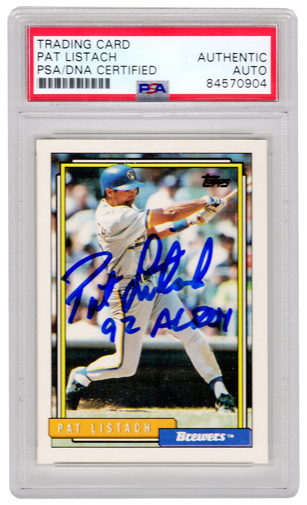 Pat Listach Signed Milwaukee Brewers 1992 Topps Traded Baseball Rookie Card #65T w/92 AL ROY - (PSA Encapsulated) - LISCAR102 - Pat Listach Signed Milwaukee Brewers 1992 Topps Traded Baseball Rookie Card #65T w/92 AL ROY - (PSA Encapsulated) product image