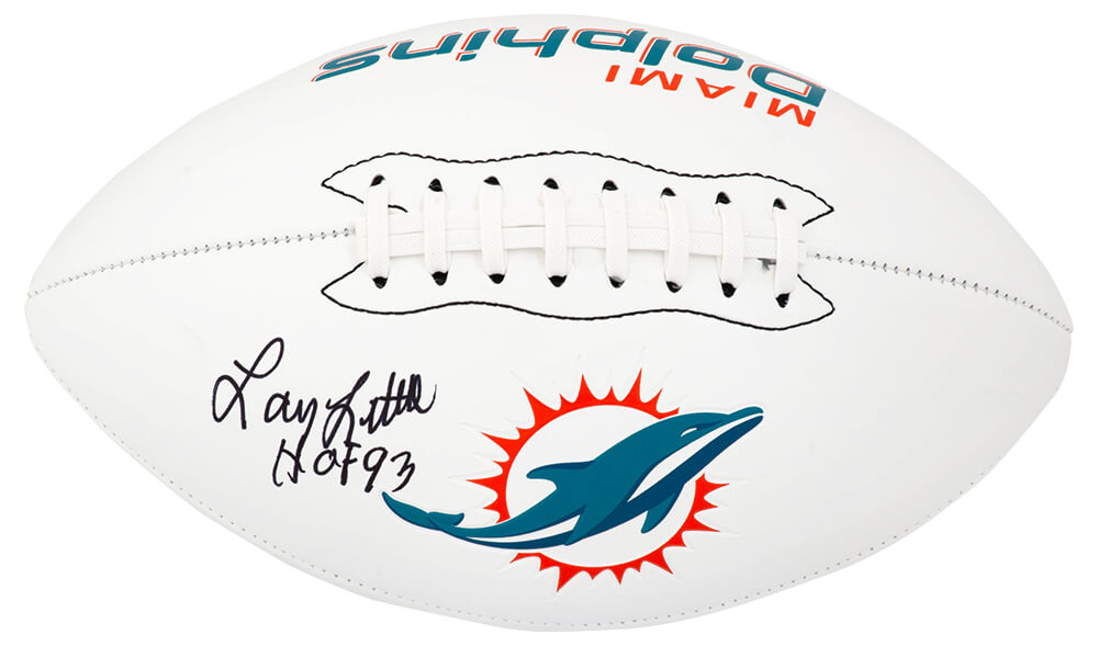 Larry Little Signed Miami Dolphins Franklin White Logo Football w/HOF'93 - LITFTB314 - Larry Little Signed Miami Dolphins Franklin White Logo Football w/HOF'93 product image