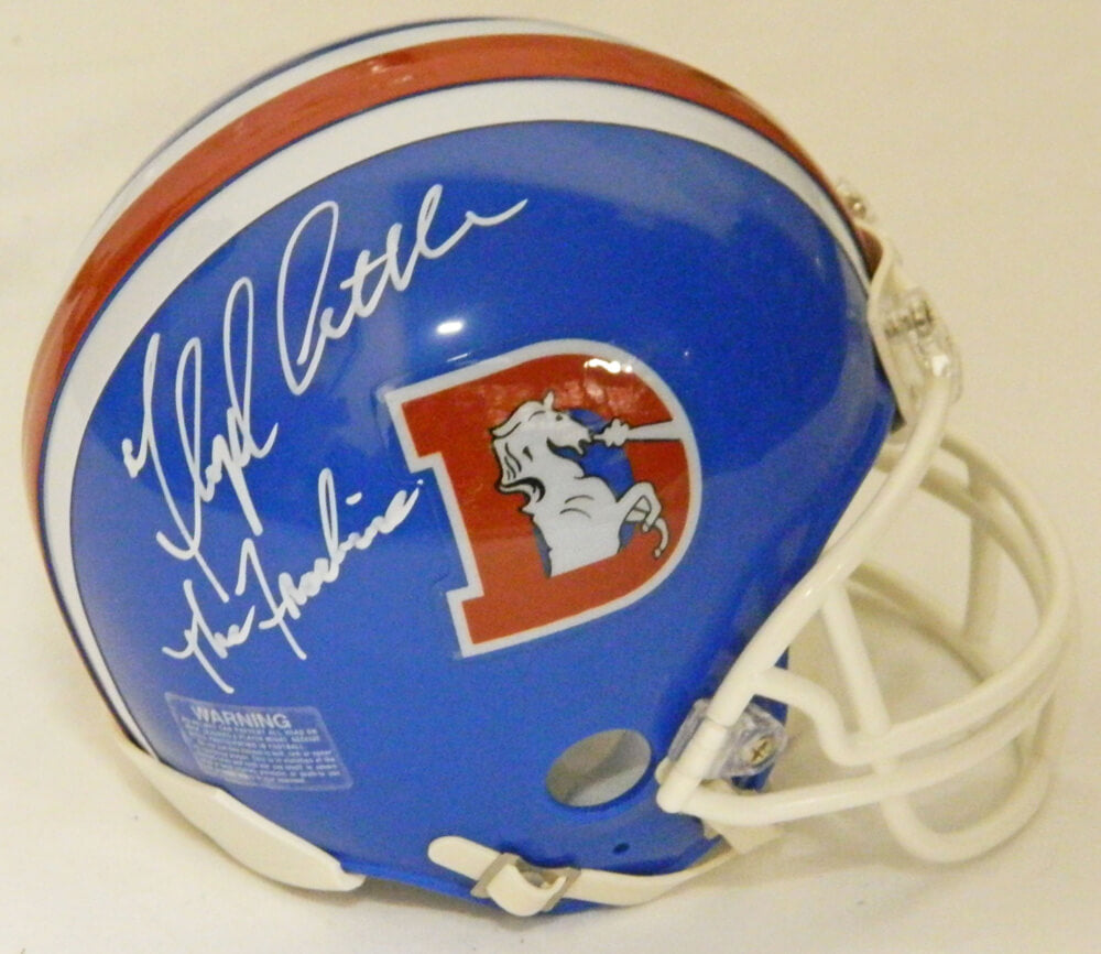 Floyd Little Signed Denver Broncos Throwback "D Logo" Riddell Mini Helmet w/The Franchise - LITMIN301 - Floyd Little Signed Denver Broncos Throwback "D Logo" Riddell Mini Helmet w/The Franchise product image