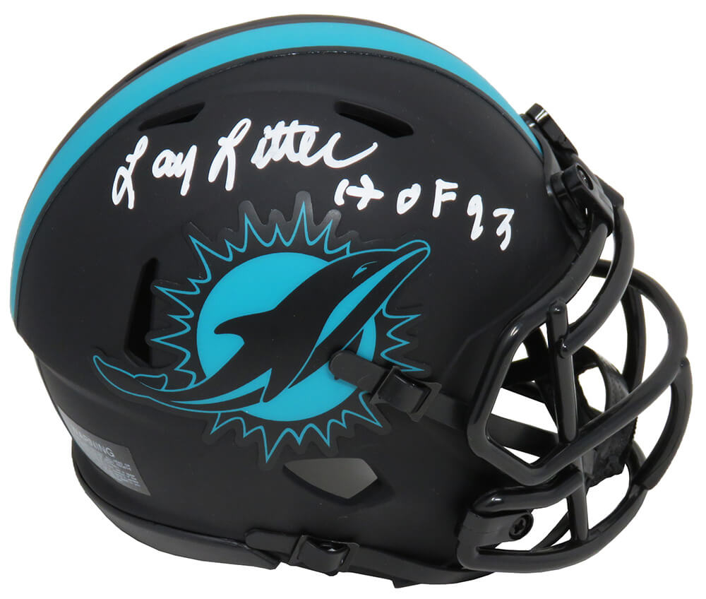 Larry Little Signed Miami Dolphins Eclipse Black Matte Riddell Speed Mini Helmet w/HOF'93 - LITMIN312 - Larry Little Signed Miami Dolphins Eclipse Black Matte Riddell Speed Mini Helmet w/HOF'93 product image