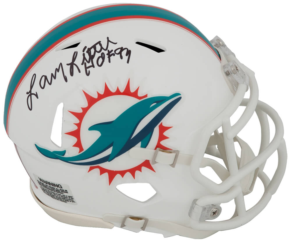 Larry Little Signed Miami Dolphins Riddell Speed Mini Helmet W/HOF'93 - LITMIN315 - Larry Little Signed Miami Dolphins Riddell Speed Mini Helmet W/HOF'93 product image