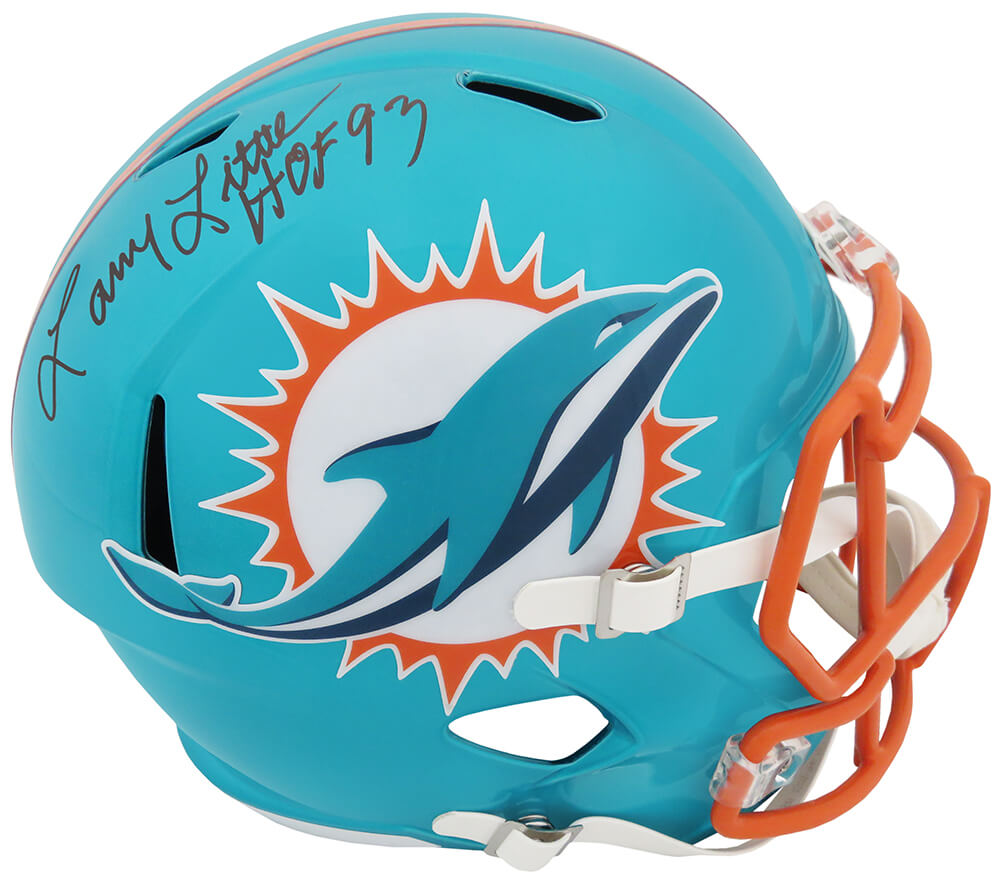 Larry Little Signed Miami Dolphins FLASH Riddell Full Size Speed Replica Helmet w/HOF'93 - LITREP312 - Larry Little Signed Miami Dolphins FLASH Riddell Full Size Speed Replica Helmet w/HOF'93 product image