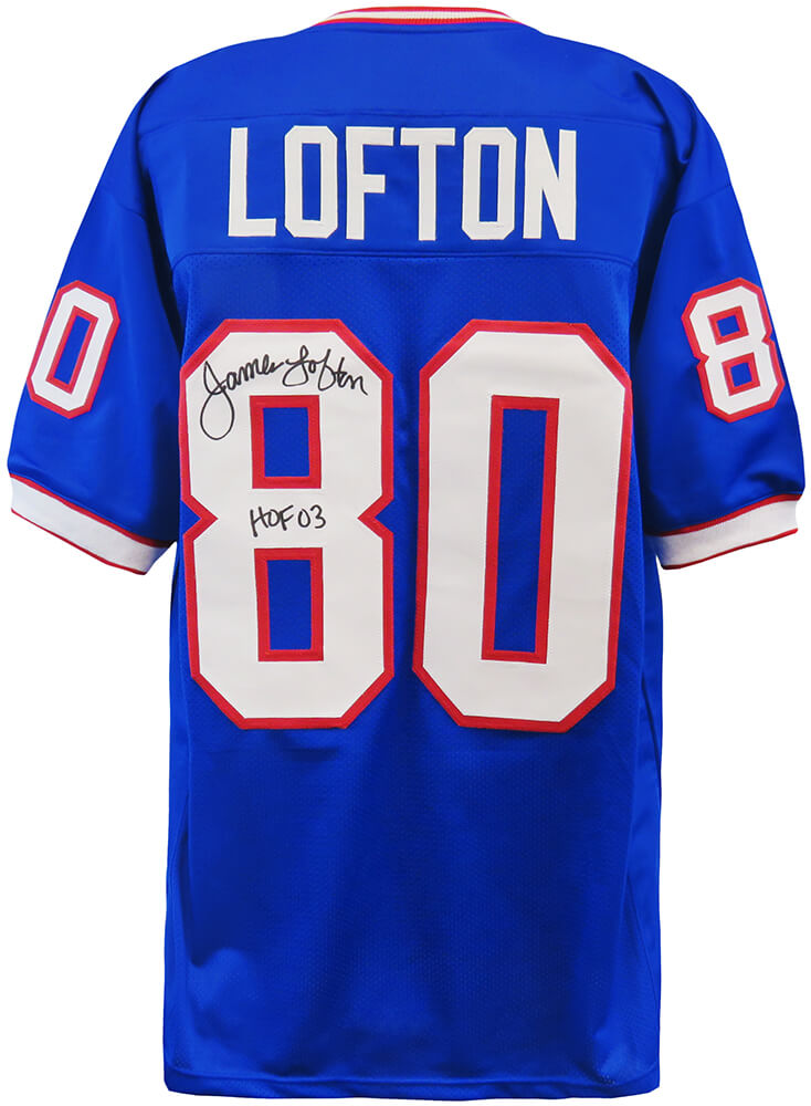 James Lofton Signed Blue Throwback Custom Football Jersey w/HOF'03 - LOFJRY301 - James Lofton Signed Blue Throwback Custom Football Jersey w/HOF'03 product image