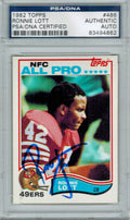 Ronnie Lott Signed 49ers 1982 Topps Rookie Card #486 - PSA/DNA - LOTCAR300 - Ronnie Lott Signed 49ers 1982 Topps Rookie Card #486 - PSA/DNA product image