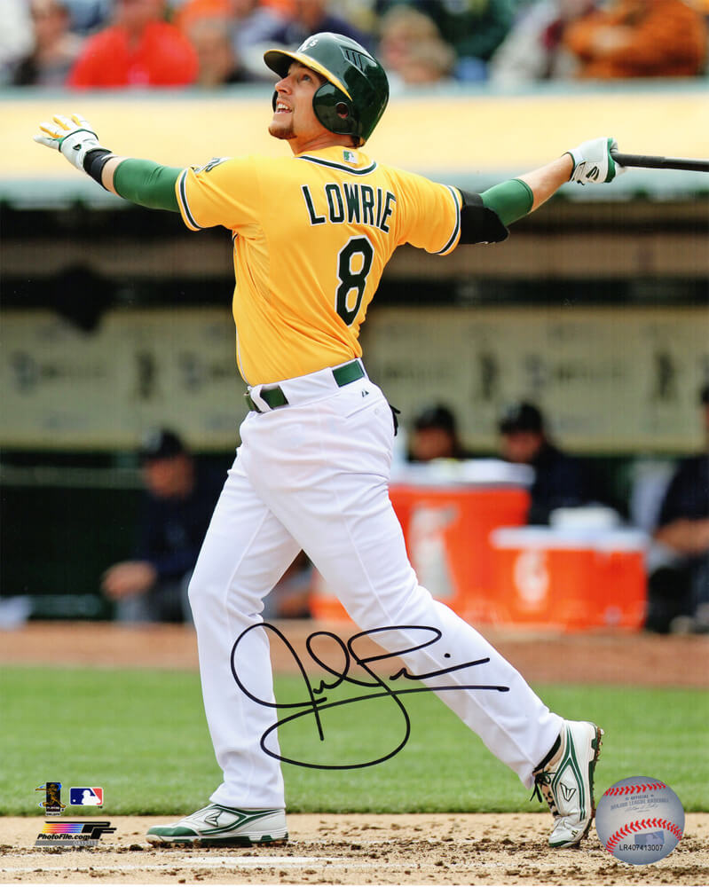 Jed Lowrie Signed Oakland A's (Athletics) Swinging Action 8x10 Photo - LOW08P100 - Jed Lowrie Signed Oakland A's (Athletics) Swinging Action 8x10 Photo product image