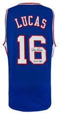 Jerry Lucas Signed Blue Throwback Custom Basketball Jersey w/HOF 1980 - LUCJRY200 - Jerry Lucas Signed Blue Throwback Custom Basketball Jersey w/HOF 1980 product image