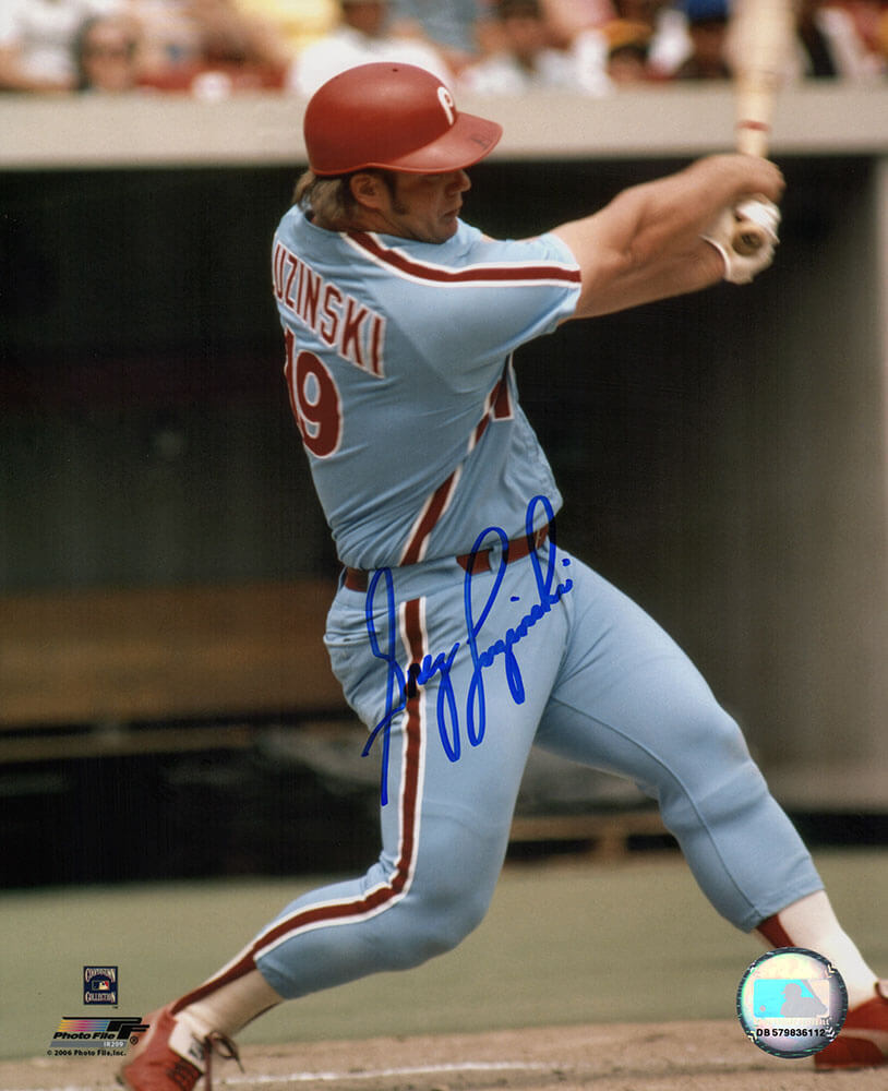 Greg Luzinski Signed Philadelphia Phillies Blue Jersey Batting 8x10 Photo - LUZ08P102 - Greg Luzinski Signed Philadelphia Phillies Blue Jersey Batting 8x10 Photo product image