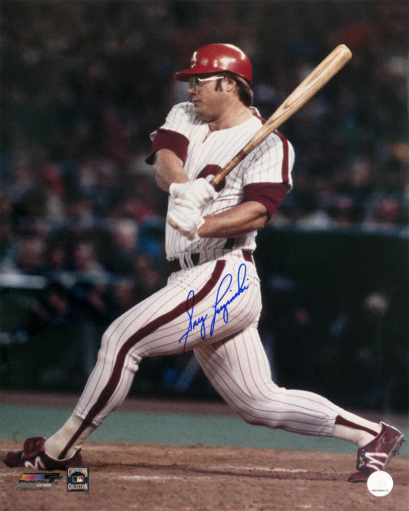 Greg Luzinski Signed Philadelphia Phillies White Jersey Swinging Action 16x20 Photo - LUZ16P101 - Greg Luzinski Signed Philadelphia Phillies White Jersey Swinging Action 16x20 Photo product image