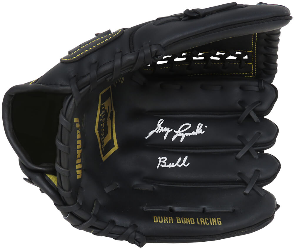 Greg Luzinski Signed Franklin Black Baseball Fielders Glove w/Bull - LUZGLV100 - Greg Luzinski Signed Franklin Black Baseball Fielders Glove w/Bull product image
