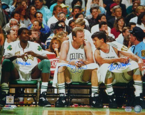 Larry Bird, Kevin McHale & Robert Parish Signed Autographed Celtics Big 3 Bench 16x20 Photo - CEL16P200 - Larry Bird, Kevin McHale & Robert Parish Signed Autographed Celtics Big 3 Bench 16x20 Photo product image