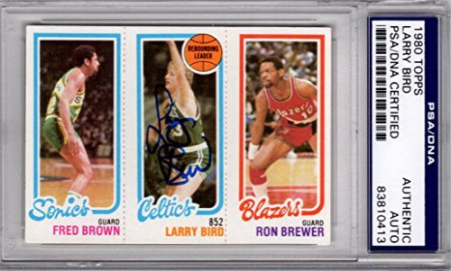 Larry Bird Signed Boston Celtics 1980 Topps Rookie Card #31 - PSA - BIRCAR205 - Larry Bird Signed Boston Celtics 1980 Topps Rookie Card #31 - PSA product image