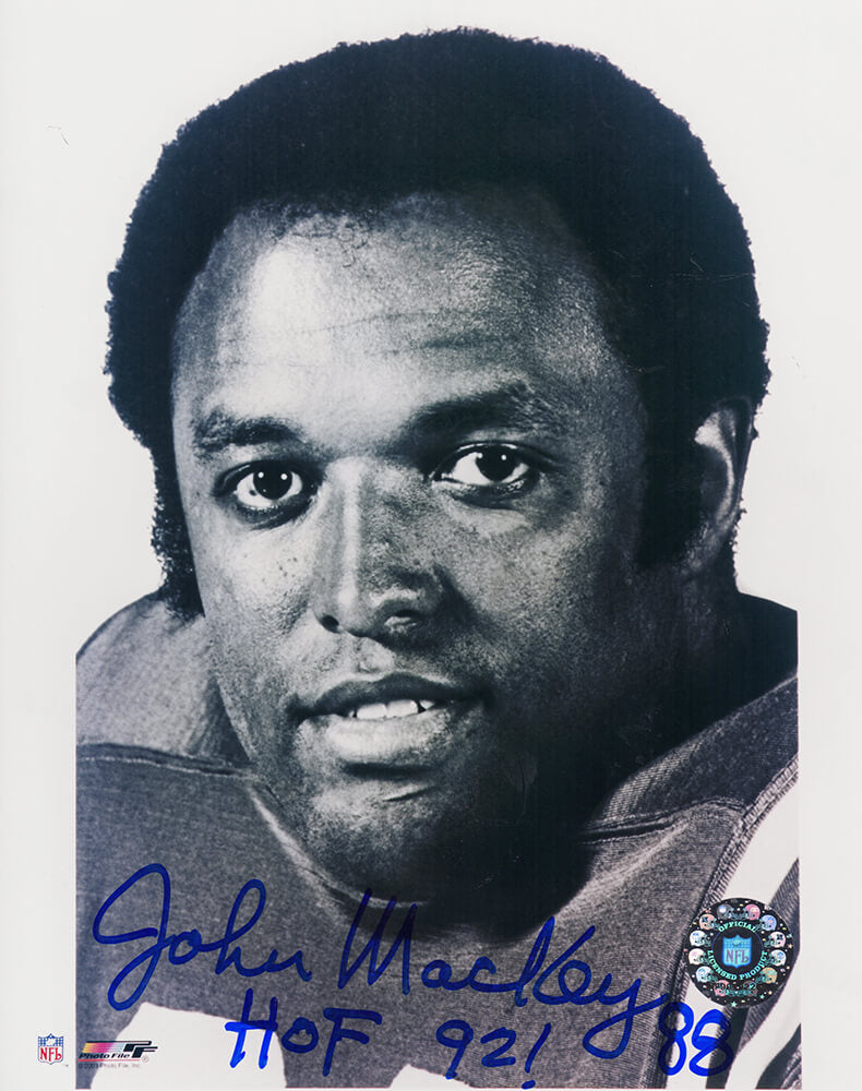 John Mackey Signed Colts B&W Headshot 8x10 Photo w/HOF'92 - MAC08P323 - John Mackey Signed Colts B&W Headshot 8x10 Photo w/HOF'92 product image