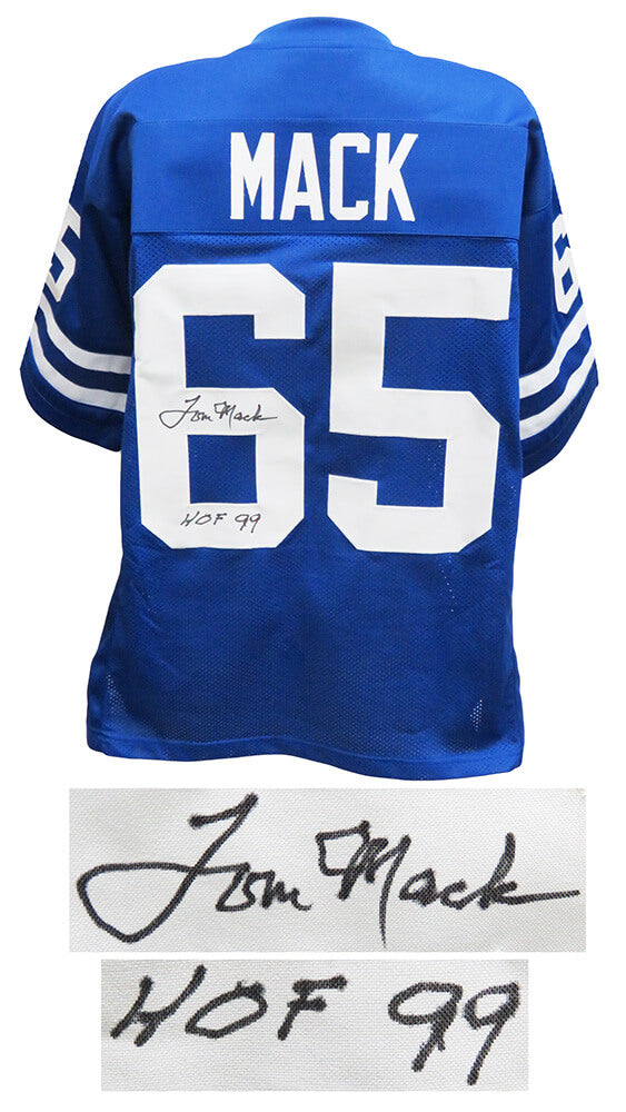 Tom Mack Signed Blue Throwback Custom Football Jersey w/HOF'99 - MACJRY320 - Tom Mack Signed Blue Throwback Custom Football Jersey w/HOF'99 product image