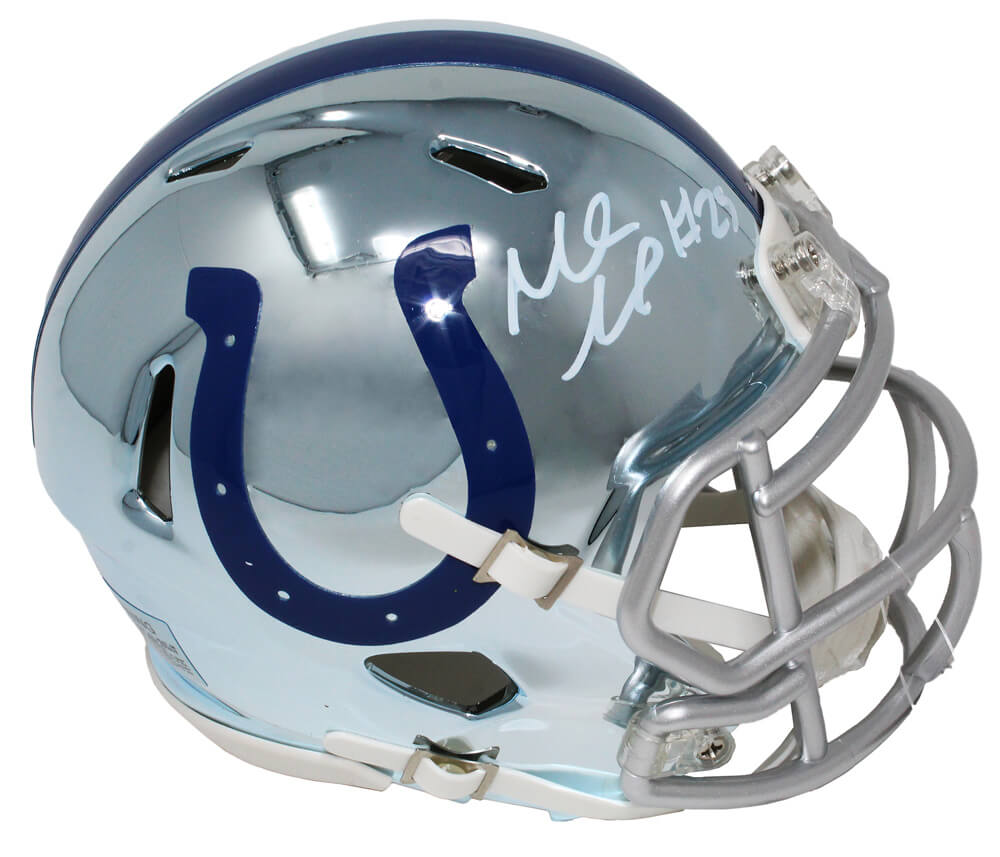 Marlon Mack Signed Indianapolis Colts Riddell Chrome Speed Mini Helmet - MACMIN301 - Marlon Mack Signed Indianapolis Colts Riddell Chrome Speed Mini Helmet product image