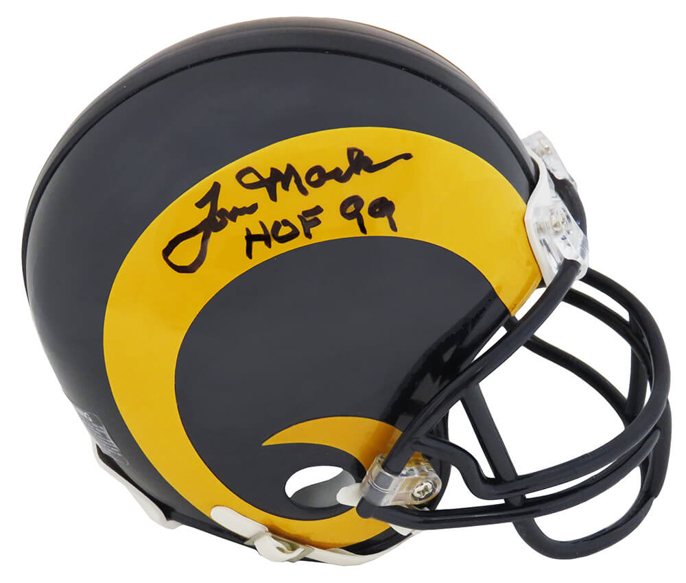 Tom Mack Signed Rams Throwback Riddell Mini Helmet w/HOF'99 - MACMIN311 - Tom Mack Signed Rams Throwback Riddell Mini Helmet w/HOF'99 product image