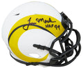 Tom Mack Signed Los Angeles Rams Lunar Eclipse White Matte Riddell Speed Mini Helmet w/HOF'99 - MACMIN314 - Tom Mack Signed Los Angeles Rams Lunar Eclipse White Matte Riddell Speed Mini Helmet w/HOF'99 product image