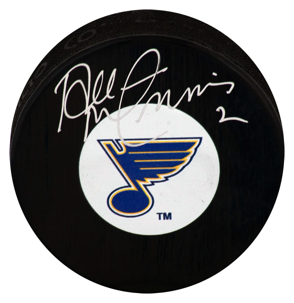 Al MacInnis Signed St. Louis Blues Medium Logo Hockey Puck - MACPUC402 - Al MacInnis Signed St. Louis Blues Medium Logo Hockey Puck product image