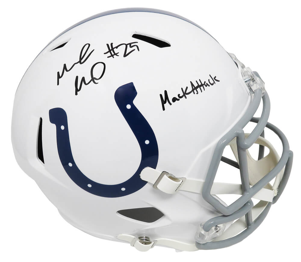 Marlon Mack Signed Indianapolis Colts Riddell Full Size Speed Replica Football Helmet w/Mack Attack - MACREP301 - Marlon Mack Signed Indianapolis Colts Riddell Full Size Speed Replica Football Helmet w/Mack Attack product image