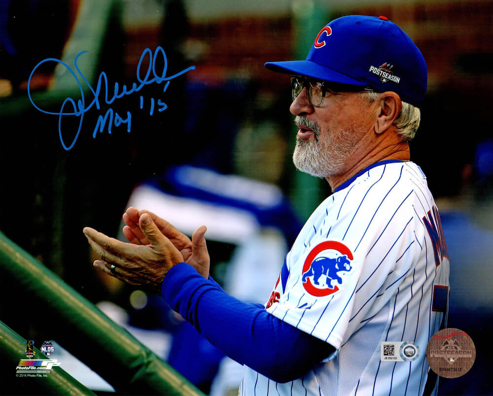 Joe Maddon Signed Chicago Cubs 2015 NLDS 8x10 Photo w/MOY'15 - MAD08P115 - Joe Maddon Signed Chicago Cubs 2015 NLDS 8x10 Photo w/MOY'15 product image