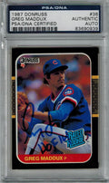 Greg Maddux Signed Chicago Cubs 1987 Donruss Rookie Card #36 w/HOF 14 - PSA - MADCAR102 - Greg Maddux Signed Chicago Cubs 1987 Donruss Rookie Card #36 w/HOF 14 - PSA product image