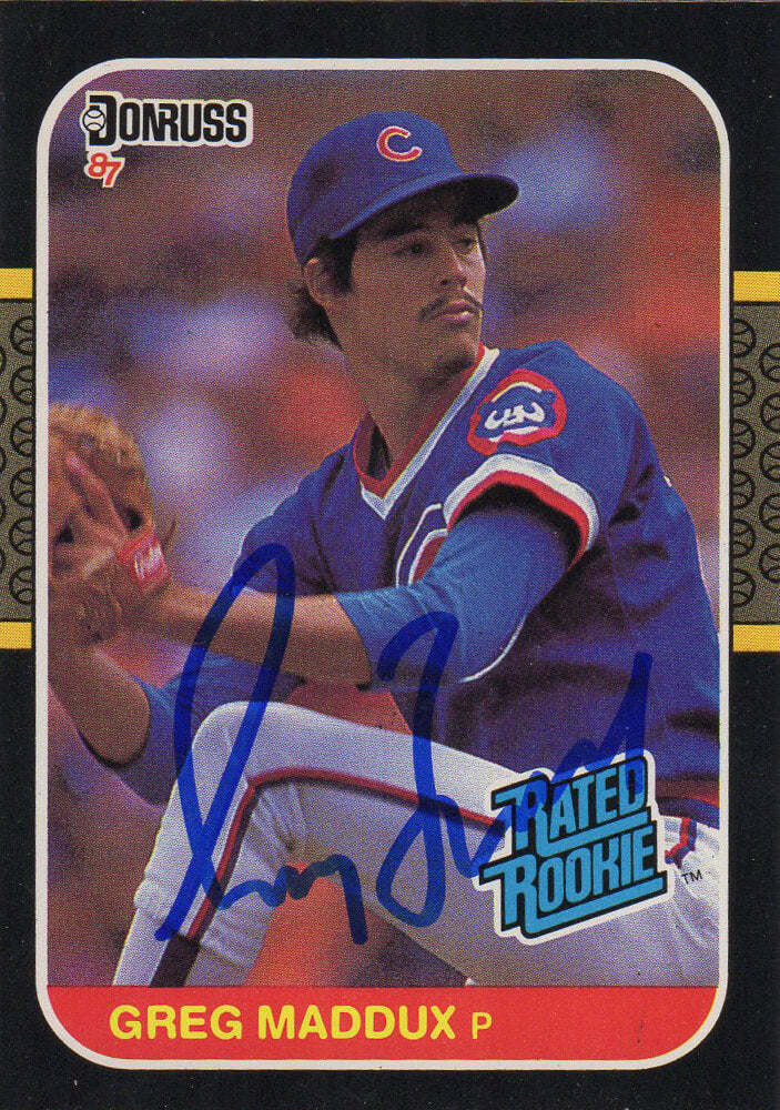 Greg Maddux Signed Chicago Cubs 1987 Donruss Rated Rookie Card #36 - MADCAR103 - Greg Maddux Signed Chicago Cubs 1987 Donruss Rated Rookie Card #36 product image