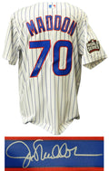 Joe Maddon Signed Chicago Cubs White Pinstripe 2016 World Series Patch Majestic Replica Jersey - MADJRY114 - Joe Maddon Signed Chicago Cubs White Pinstripe 2016 World Series Patch Majestic Replica Jersey product image
