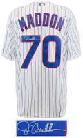 Joe Maddon Signed Chicago Cubs White Pinstripe Majestic Replica Baseball Jersey - MADJRY115 - Joe Maddon Signed Chicago Cubs White Pinstripe Majestic Replica Baseball Jersey product image