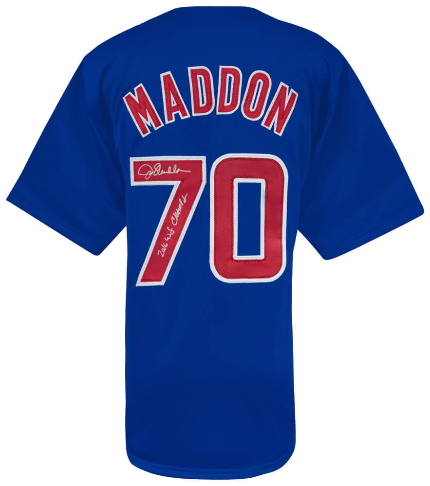 Joe Maddon Signed Blue Custom Baseball Jersey w/2016 WS Champs - MADJRY117 - Joe Maddon Signed Blue Custom Baseball Jersey w/2016 WS Champs product image