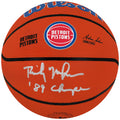 Rick Mahorn Signed Detroit Pistons Logo Wilson NBA Basketball w/89 Champs - MAHBSK200 - Rick Mahorn Signed Detroit Pistons Logo Wilson NBA Basketball w/89 Champs product image