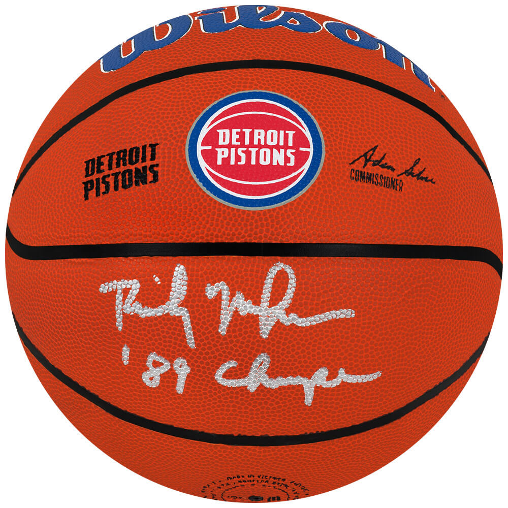 Rick Mahorn Signed Detroit Pistons Logo Wilson NBA Basketball w/89 Champs - MAHBSK200 - Rick Mahorn Signed Detroit Pistons Logo Wilson NBA Basketball w/89 Champs product image