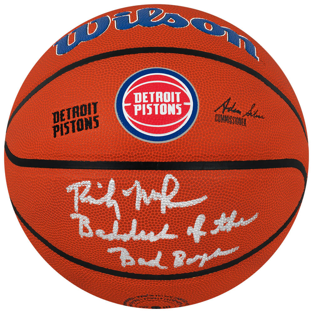 Rick Mahorn Signed Detroit Pistons Logo Wilson NBA Basketball w/Baddest of the Bad Boys - MAHBSK201 - Rick Mahorn Signed Detroit Pistons Logo Wilson NBA Basketball w/Baddest of the Bad Boys product image
