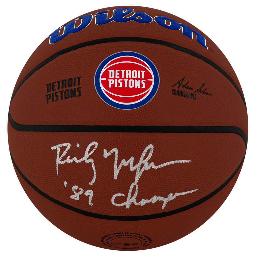 Rick Mahorn Signed Detroit Pistons Logo Wilson Alliance NBA Basketball w/89 Champs - MAHBSK202 - Rick Mahorn Signed Detroit Pistons Logo Wilson Alliance NBA Basketball w/89 Champs product image