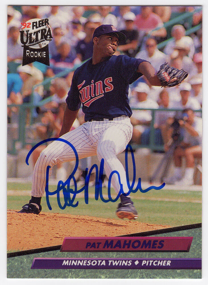 Pat (Patrick) Mahomes Sr. Signed Minnesota Twins 1992 Fleer Ultra Rookie Baseball Card #398 - MAHCAR100 - Pat (Patrick) Mahomes Sr. Signed Minnesota Twins 1992 Fleer Ultra Rookie Baseball Card #398 product image