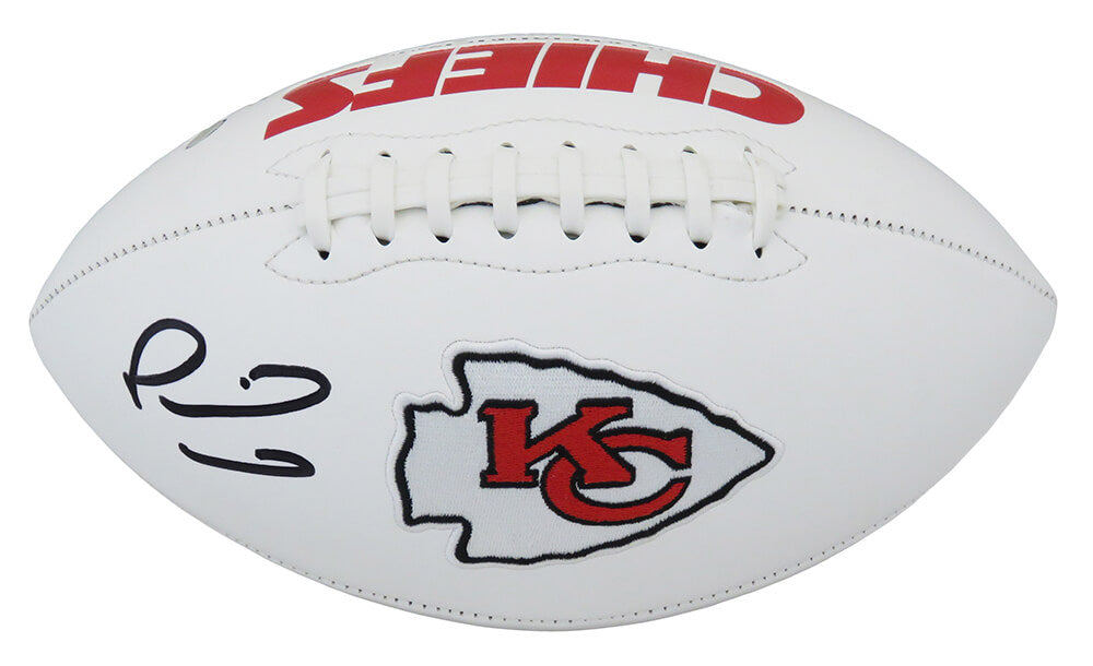 Patrick Mahomes Signed Kansas City Chiefs White Logo Football (Beckett) - MAHFTB301 - Patrick Mahomes Signed Kansas City Chiefs White Logo Football (Beckett) product image