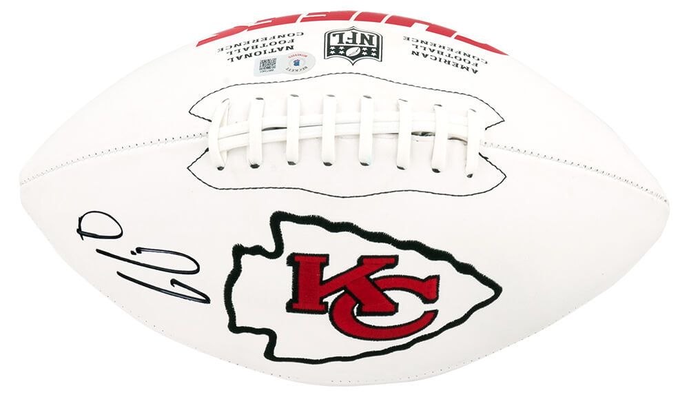 Patrick Mahomes Signed Kansas City Chiefs Wilson White Logo Football (Beckett) - MAHFTB303 - Patrick Mahomes Signed Kansas City Chiefs Wilson White Logo Football (Beckett) product image