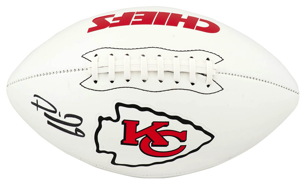 Patrick Mahomes Signed Kansas City Chiefs Franklin White Logo Football (Beckett) - MAHFTB304 - Patrick Mahomes Signed Kansas City Chiefs Franklin White Logo Football (Beckett) product image