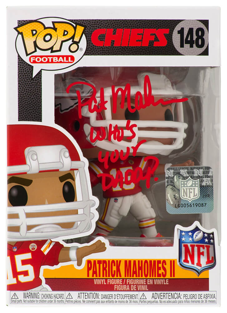 Pat (Patrick) Mahomes Sr. Signed Chiefs Patrick Mahomes NFL Funko Pop Doll #148 w/Who's Your Daddy? - MAHFUN300 - Pat (Patrick) Mahomes Sr. Signed Chiefs Patrick Mahomes NFL Funko Pop Doll #148 w/Who's Your Daddy? product image
