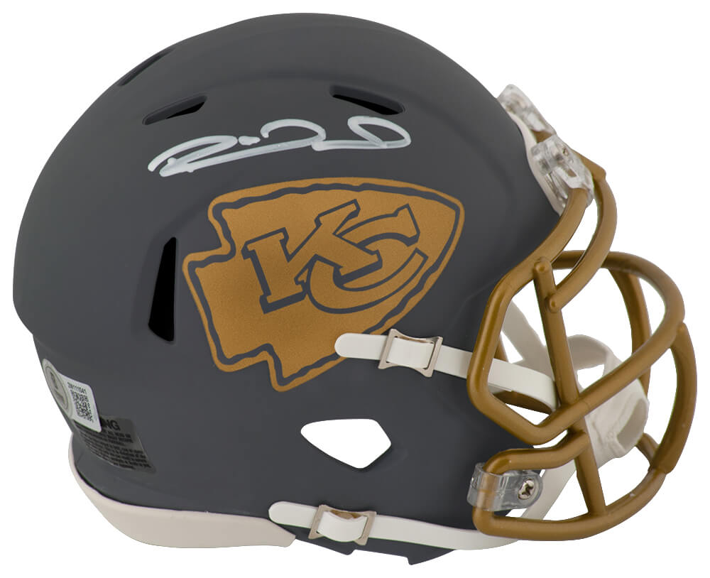 Patrick Mahomes Signed Kansas City Chiefs SLATE Riddell Speed Mini Helmet (Beckett) - MAHMIN310 - Patrick Mahomes Signed Kansas City Chiefs SLATE Riddell Speed Mini Helmet (Beckett) product image