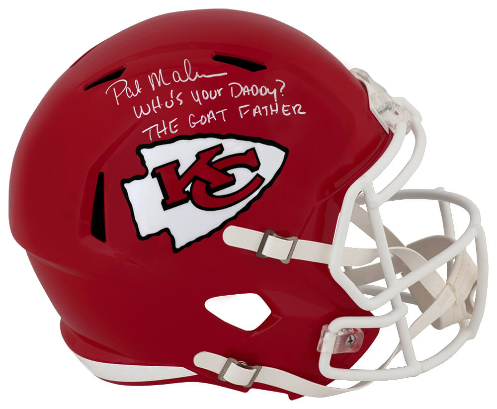 Pat (Patrick) Mahomes Sr. Signed Kansas City Chiefs Riddell Full Size Speed Replica Helmet w/2-Inscriptions - MAHREP320 - Pat (Patrick) Mahomes Sr. Signed Kansas City Chiefs Riddell Full Size Speed Replica Helmet w/2-Inscriptions product image