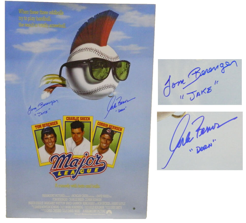 Tom Berenger & Corbin Bernsen Dual Signed Major League 24x36 Movie Poster w/Jake, Dorn - MAJPST500 - Tom Berenger & Corbin Bernsen Dual Signed Major League 24x36 Movie Poster w/Jake, Dorn product image