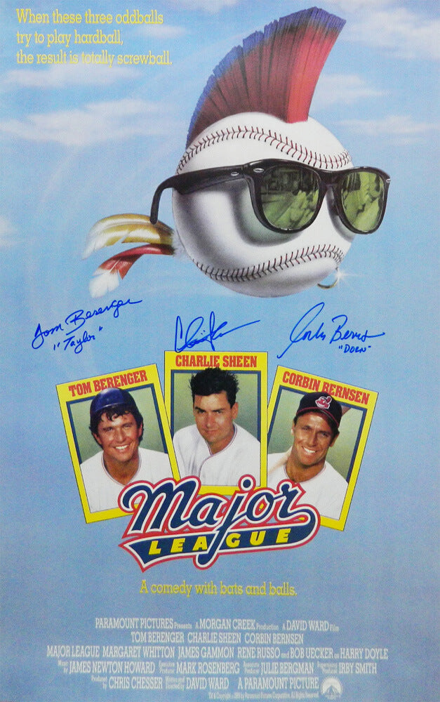 Charlie Sheen, Tom Berenger & Corbin Bernsen Cast Signed Major League 22x34 Movie Poster w/Taylor, Dorn - MAJPST503 - Charlie Sheen, Tom Berenger & Corbin Bernsen Cast Signed Major League 22x34 Movie Poster w/Taylor, Dorn product image