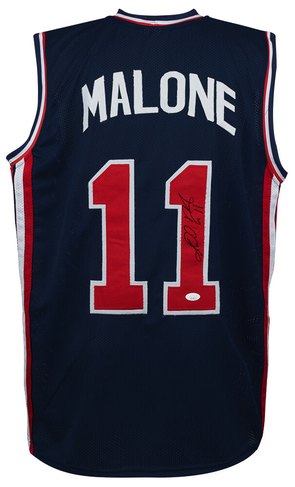 Karl Malone Signed Blue USA Custom Basketball Jersey - (JSA) - MALJRY200 - Karl Malone Signed Blue USA Custom Basketball Jersey - (JSA) product image