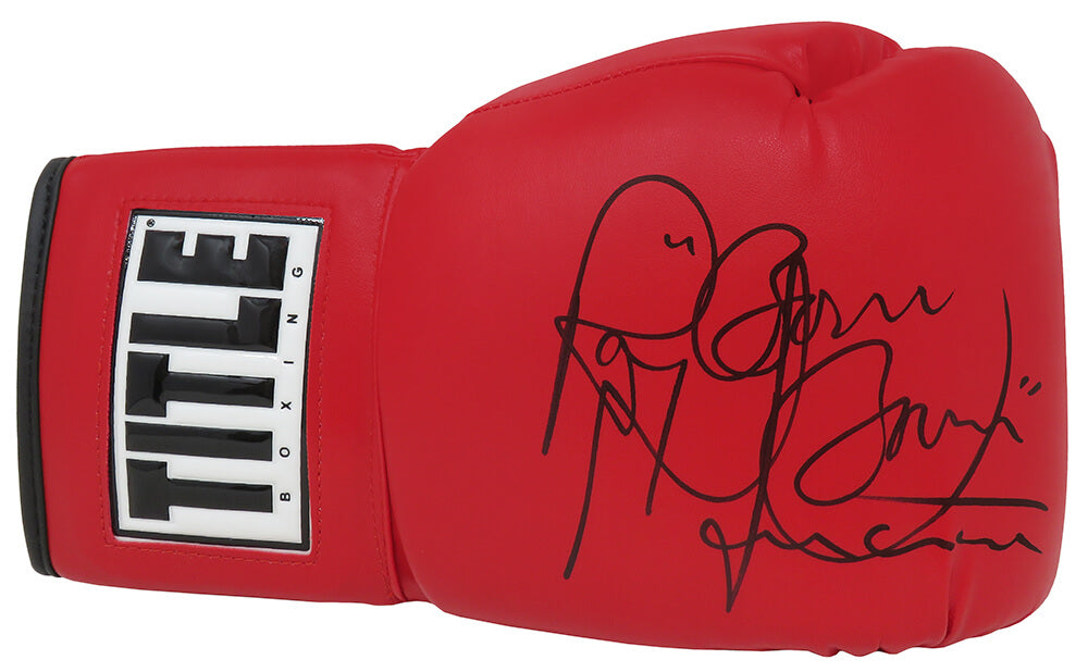 Ray Mancini Signed Title Red Boxing Glove w/Boom Boom - MANGLV504 - Ray Mancini Signed Title Red Boxing Glove w/Boom Boom product image