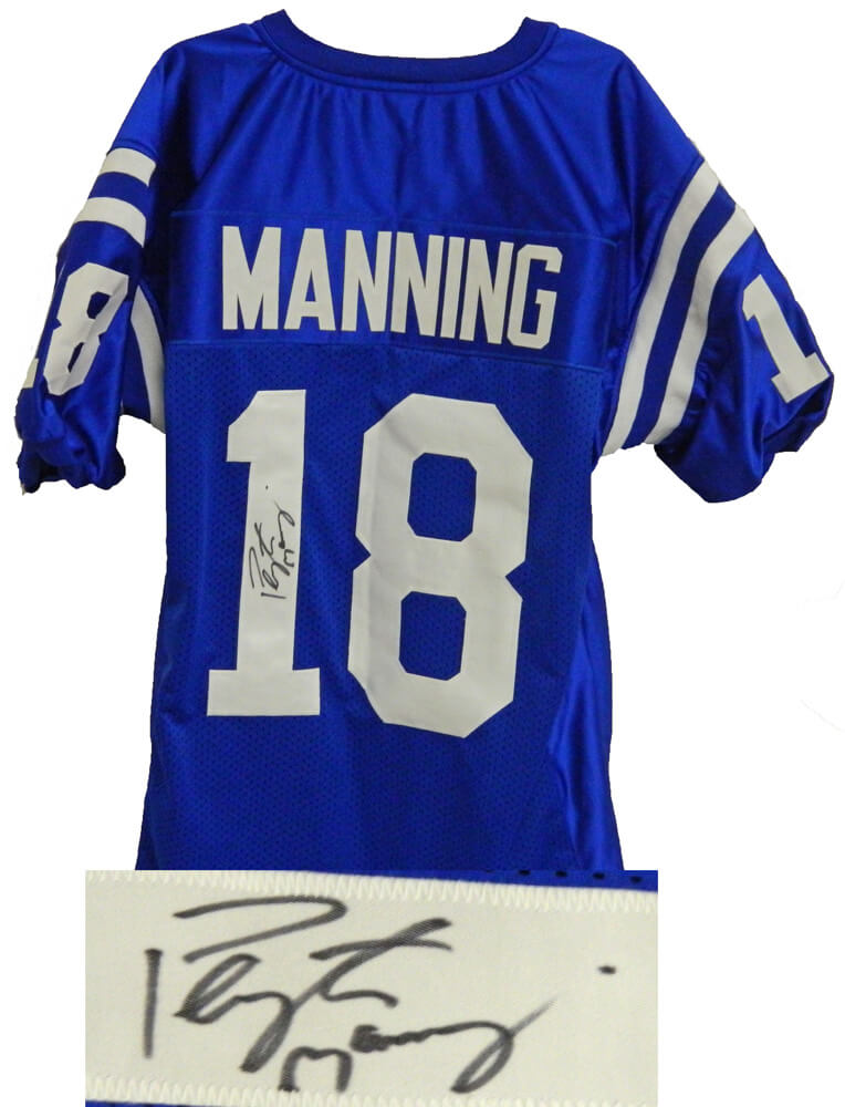 Peyton Manning Signed Blue Custom Jersey - MANJRY300 - Peyton Manning Signed Blue Custom Jersey product image